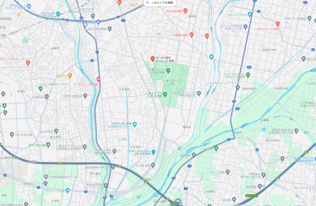 山梨県甲府市　あいざわ歯科クリニック　マップ